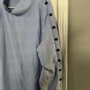 NWOT Blue Striped Lady’s Shirt with Button Detail
